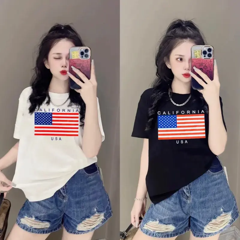 Mã 45-Áo thun thái form vừa 40-58kg Top Nữ Cotton Cổ Tròn Menswear Women 0