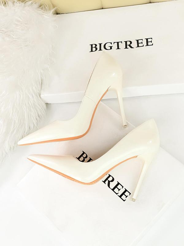Women's Fashionable Solid Pointed Toe High Heel Shoes, Elegant Slip on Shoes for Party, Daily Clothing Decor for Women & Girls 8