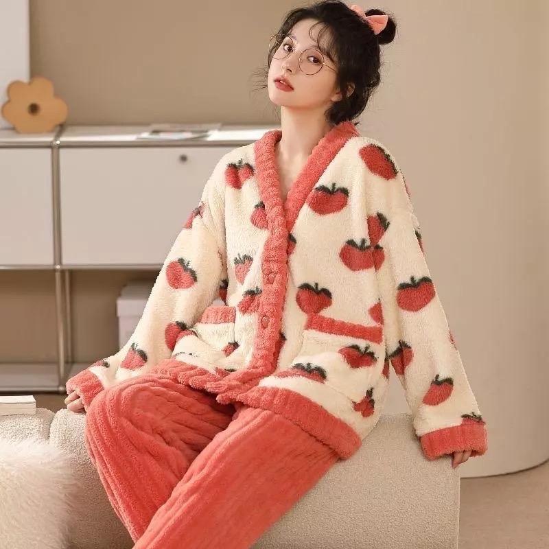 [BL10][SIZE M.L.XL] Bộ Đồ Lông Giữ Nhiệt, Bộ Lông Đào Cam EVANA, Bộ Ngủ Nữ Lông Xoắn Siêu Ấm, Quần Áo Lông Ủ Kem Women Nho Voi Hồng Quần Ngủ