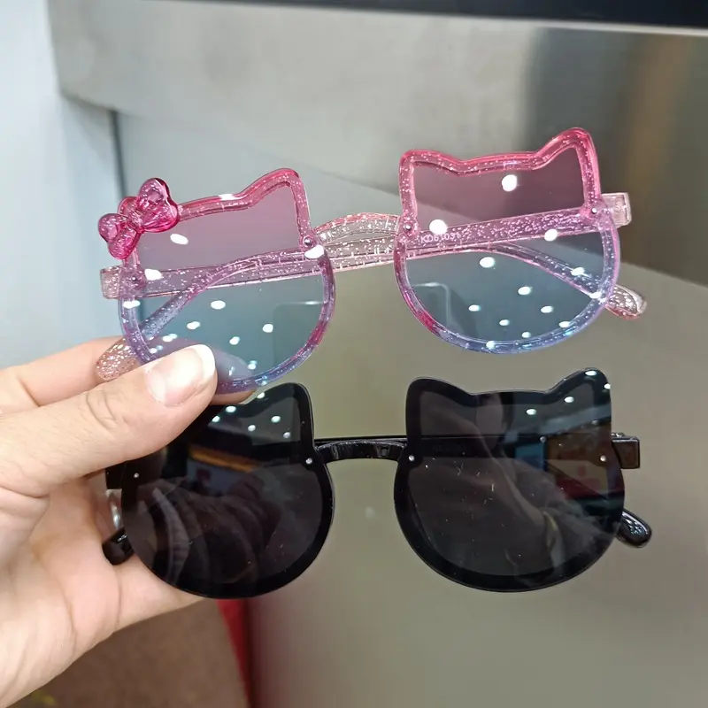 Summer Children Cute Kitty Sunglasses Acrylic Bow Outdoor UV Protection Sun Glasses Baby Girls Classic Kids Boy UV400 Eyewear