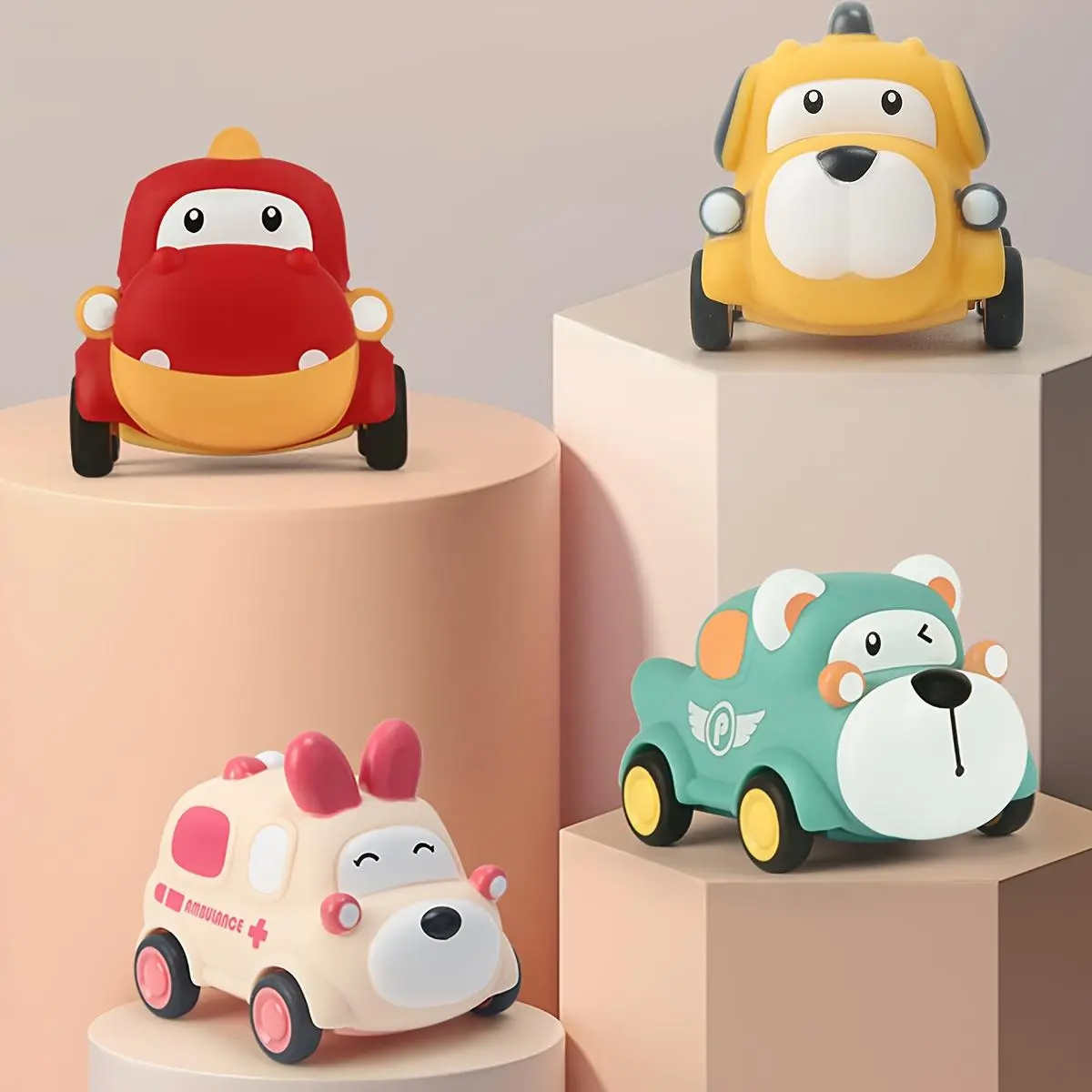 Pull Back Cars For Toddlers, Cartoon Animal Design Inertia Car Toy, Cute Animal Design Car Toy, Baby Toys for Boys & Girls Gifts