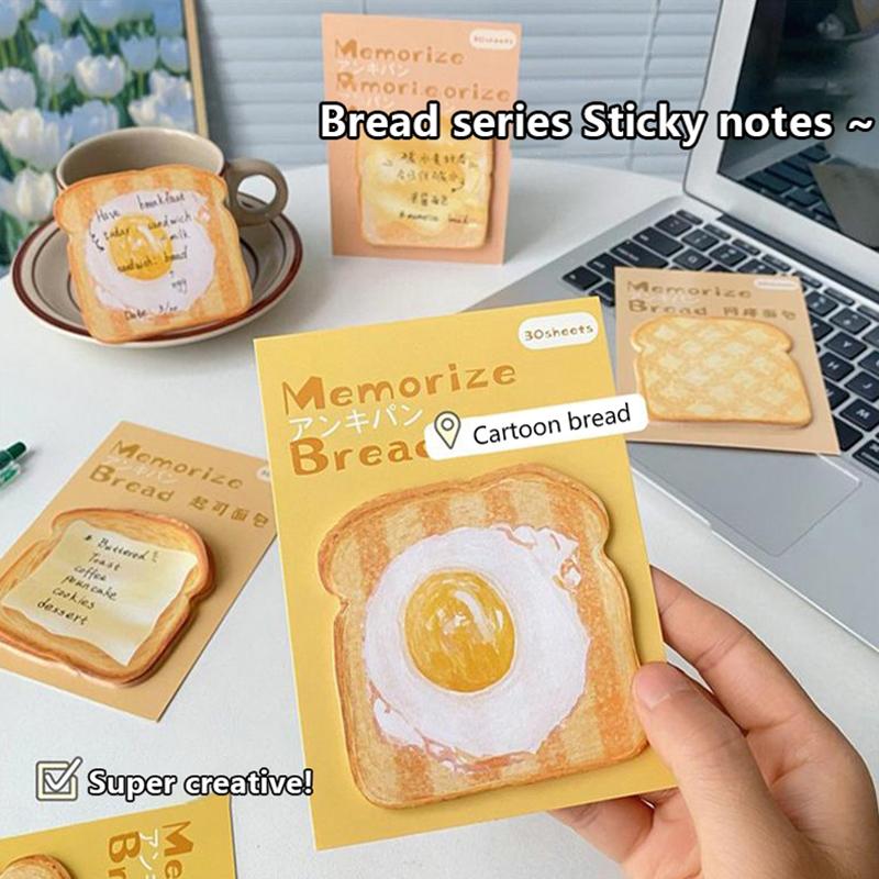 30Sheets Creative Fashion Toast Shape Convenience Sticker Message Paper Adhesive Self Sticky Sticky Notepad School Supplies 7