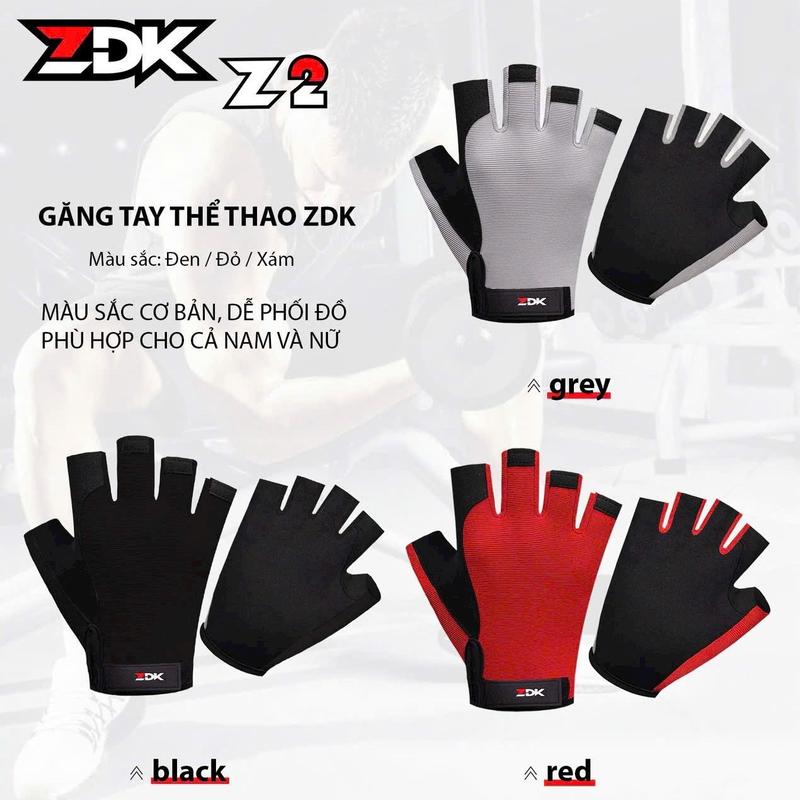 Găng tay ZDK Z2 cao cấp chính hãng giá rẻ nam nữ chống nắng xe máy xe đạp phượt thể thao tập gym leo núi nhẹ mềm êm thoáng chống trơn trượt mẫu mới đen đỏ xám hở cụt ngắn ngón phong cách