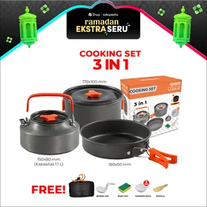 SPEEDS SET Masak Camping Mini Cooking Cookware Rekreasi Pesta Portable 2-6 Orang Dapur Outdoor Ringan 003-301