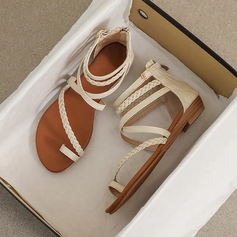 [Chính hãng]Giày sandal chiến binh nữ boho XIANGLV basic sang trọng 1.5cm, sandal nữ xỏ ngón, giày dây NH30 - Lenbychia 7