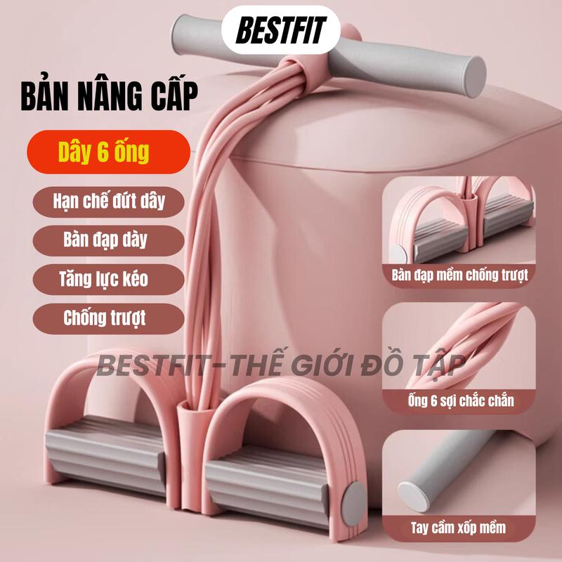 Dây tập bụng BESTFIT  6 ống [Bản  mới 2024 thay thế bản cũ 4 ống], kháng lực đàn hồi tập cơ bụng tại nhà, dây kháng lực  Cao Su Tập Gym Tập Yoga Tập Chân Tập Cơ Tay