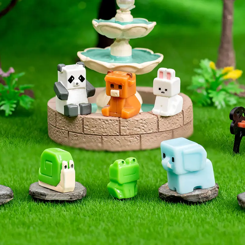 Tượng Động Vật Mini, Hình Vuông, Gấu Trúc Và Thỏ, Tượng Nhỏ Đồ Trang Trí Cảnh Quan Bằng Resin, Để Trang Trí Nhà Cửa, Quà Tặng, Phụ Kiện Bàn, 1 Cái 2