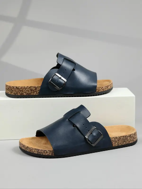 Men's Vintage Cork Design Slide Sandals, Casual Comfortable Breathable Non-slip Slippers for Summer, Fashionable Shoes for Indoor & Outdoor Wear, Boy 3
