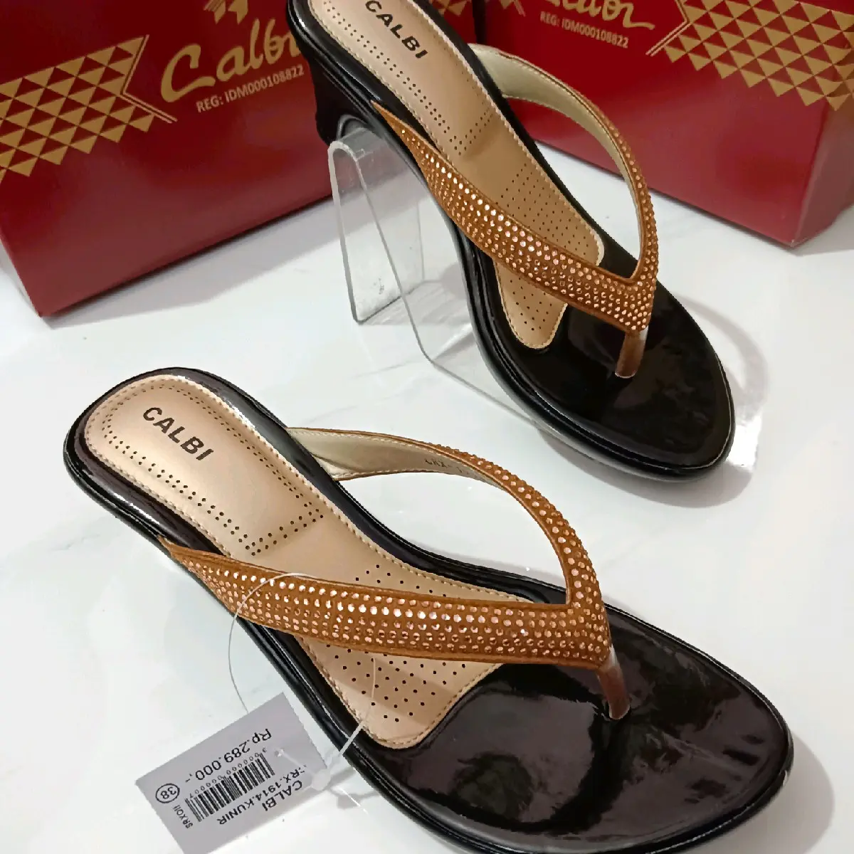 Heels Jepit Elegan Calbi 5cm Elegan CRX. 1914