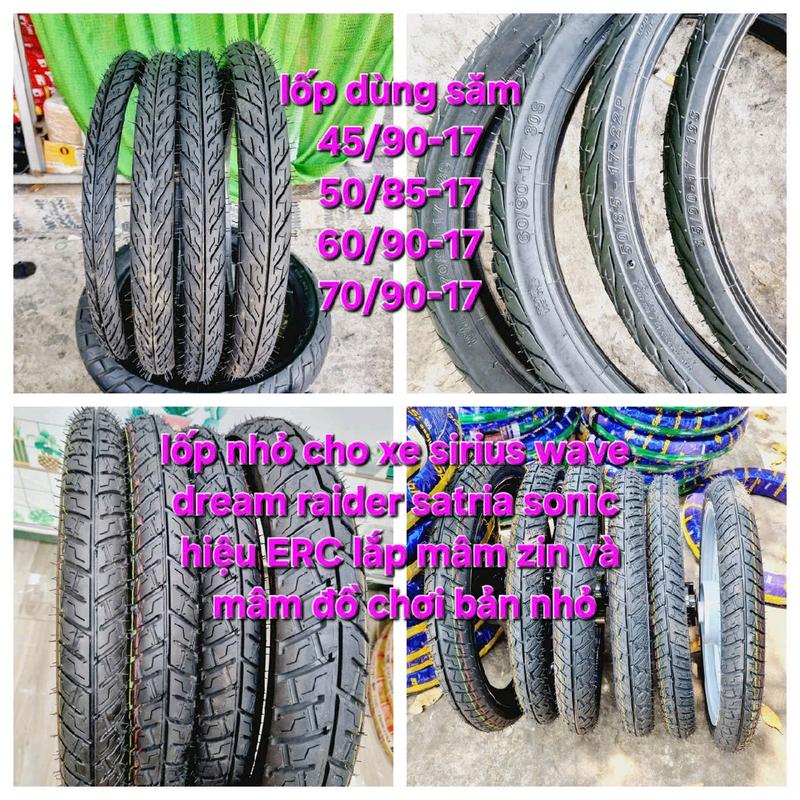 và săm 70 60 50 45 ERC .   nhỏ cho  sirius  wave dream raider satria sonic hiệu ERC phụ kiện lắp mâm zin và mâm đồ chơi bản nhỏ Phụ Tùng vỏ maxxis 50 60 cheetah 50 60 michelin gai michelin city pro cặp   nhỏ vỏ  camel quick màu       bộ