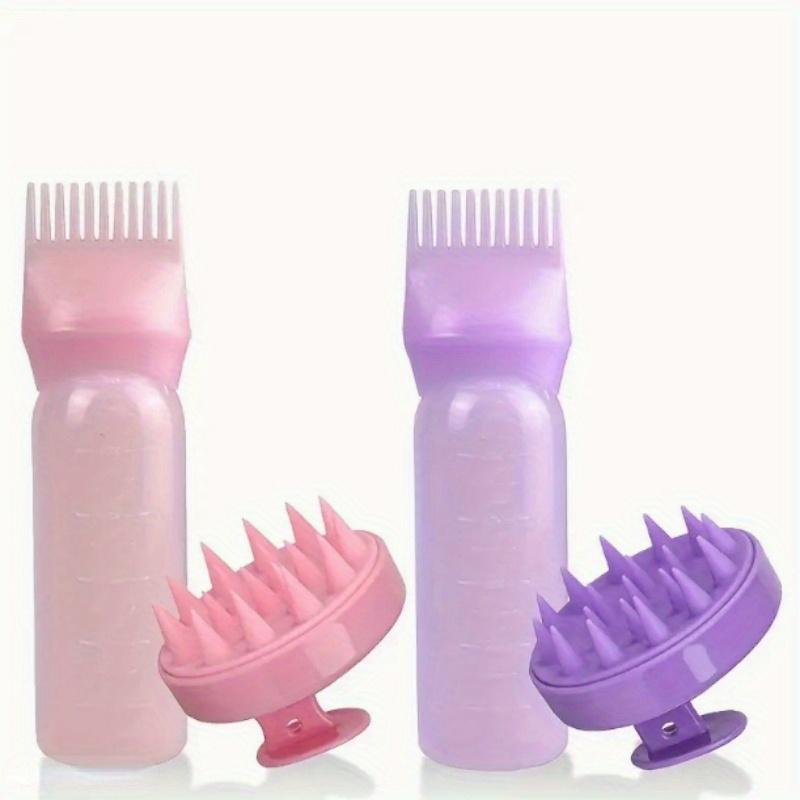 2pcs Set Silicone Hair Comb With Root Comb Applicator Bottle Set  Hair Oil Applicator Shampoo Brush Salon hair styling tools 0