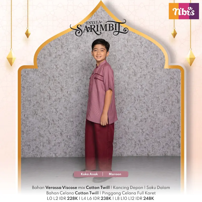 Sarimbit Estela Gamis Muslim Couple Dress Anak Cantik Dan Koko Setelan Dewasa Keluarga Maroon Pendek Baju Wanita Lebaran 5