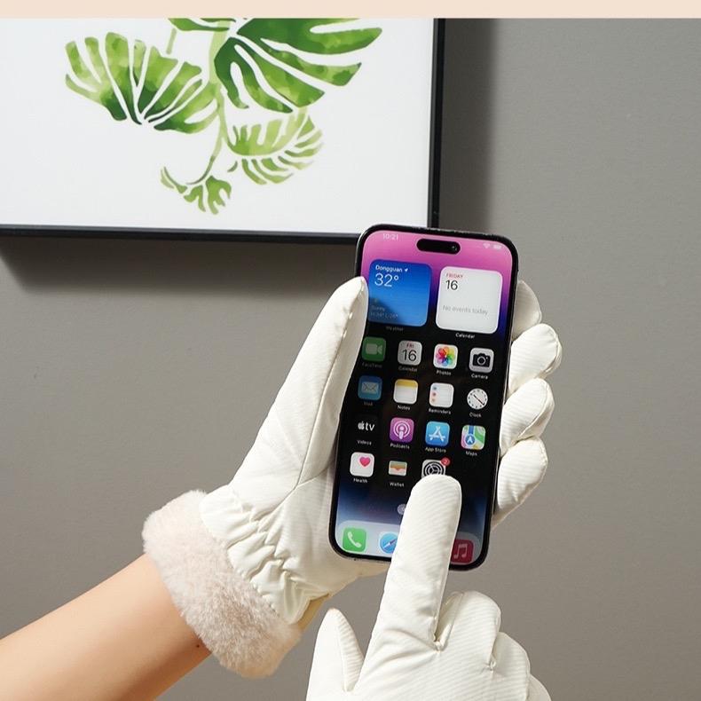 Găng tay lót lông cho nữ siêu ấm nhiều màu, dùng được thời tiết âm độ mặt trên là da lì mặt lòng bàn tay là nỉ(QC) 4