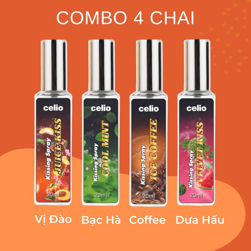 Xịt Thơm Miệng Love Spray Kissing Spray CELIO Hương Juicy Kiss vị Đào, vị Bạc Hà, Vị cafe bùng nổ nụ hôn nồng cháy Xịt Miệng Trà Nữ 8