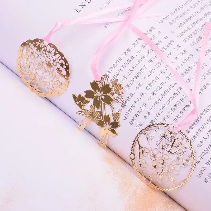 Hollow Sakura planner Student supplies Creative Lovely Metal Bookmarks Paper Bookmark For Book