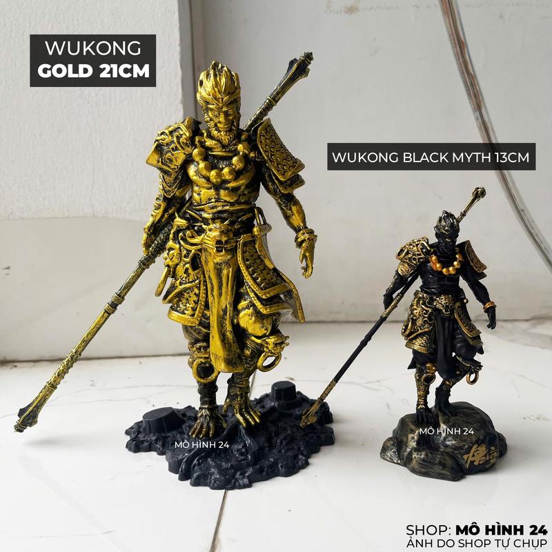 Mô hình TÔn ngộ không Wukong gold 21cm BlackMyth Black Myth nhựa giả đồng Tây Du Ký tề thiên đại thánh khỉ trang trí bể 3