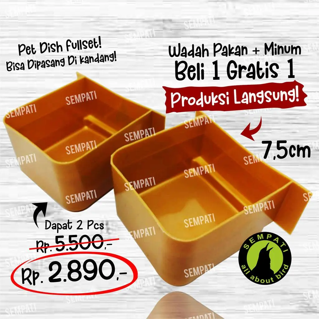 SEMPATI Tempat Makan Kucing Burung Kelinci Sugar Glider Gecko Pet Dish Tempat Pakan Ayam Cepuk Plastik Isi 2 Anti Pecah Wadah Makanan Minum Hewan Sehat