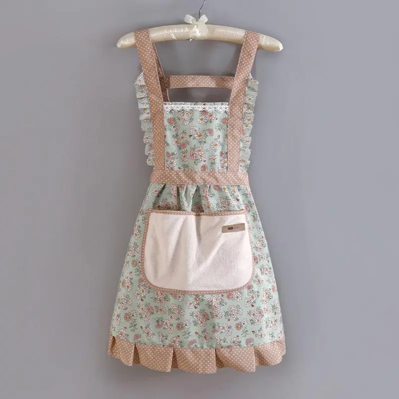 Flower Pattern Apron with Pocket, Waterproof Apron for Women, Kitchen Cooking Products 0