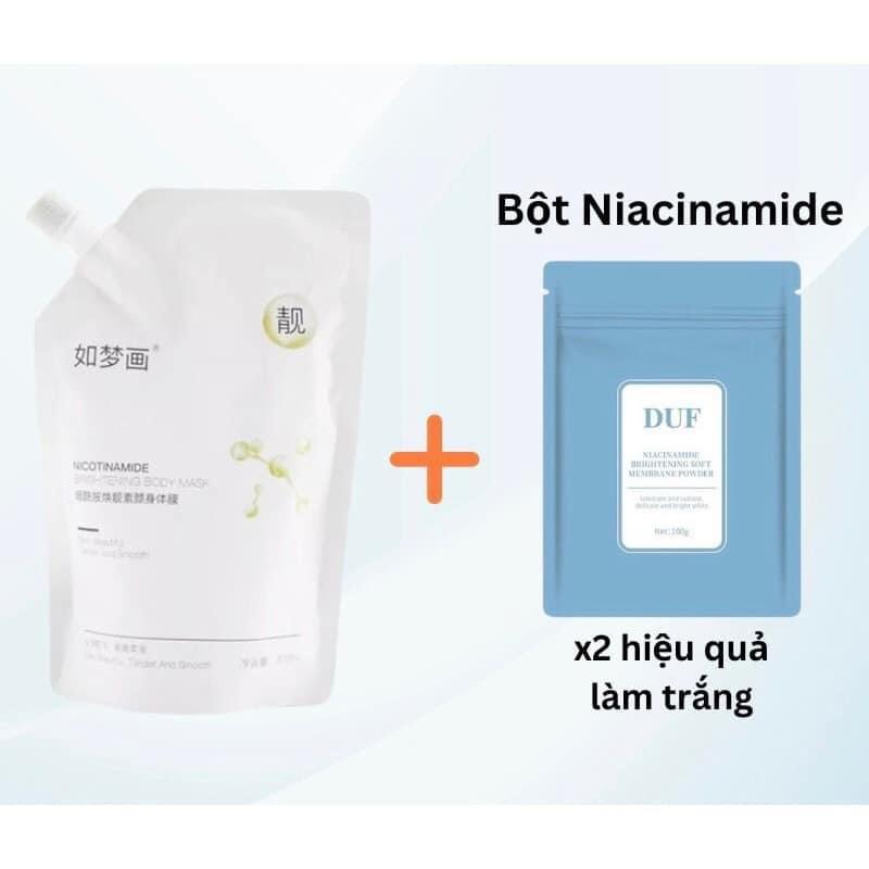 Combo ủ tắm body và bột niacinamide hỗ trợ sáng da