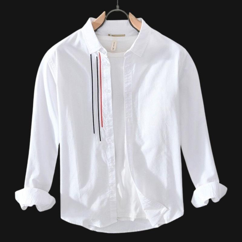 Product Introduction of Áo Sơ Mi Nam Tay Dài Màu Trơn Họa Tiết 4 Sọc Cao Cấp Chất Vải Kate Lụa Phong Cách Hàn Quốc Trẻ Trung Thanh Lịch Thời Trang PONIVA Mới Menswear 2