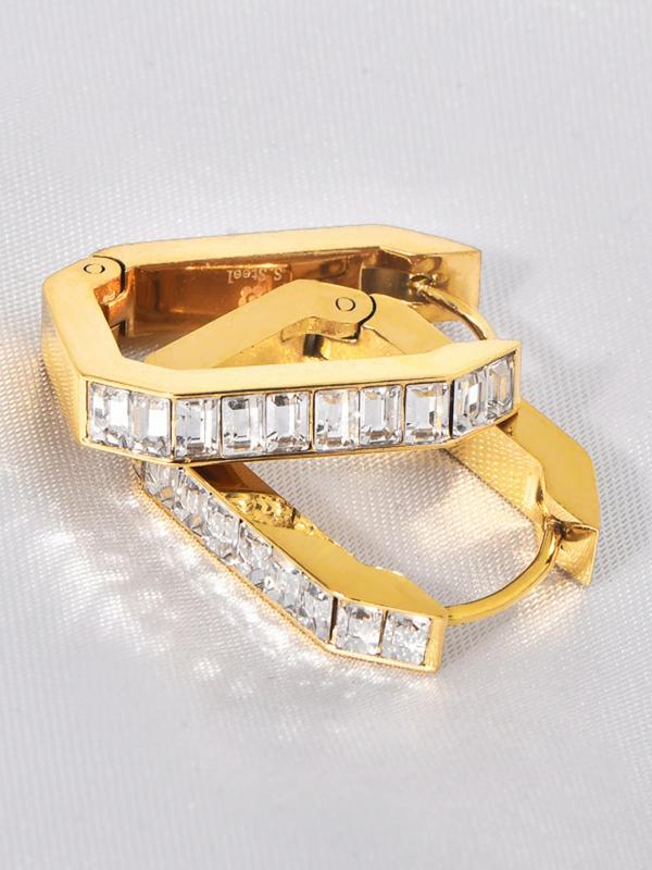 Geometric Design Hoop Earrings, Fashionable Earrings for Women & Girls, Trendy All-match & Exquisite Jewelry for Birthday Gift 2