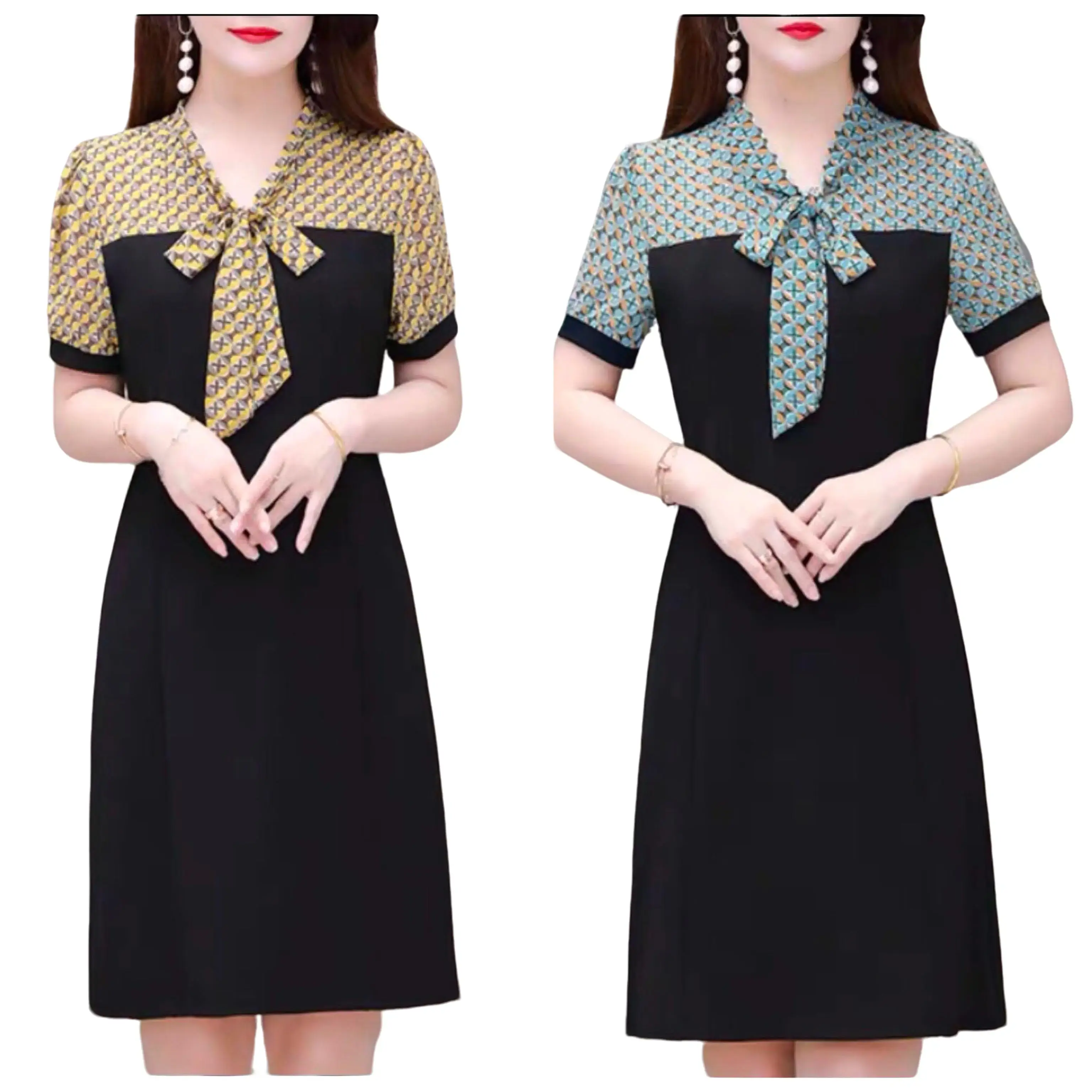 Váy trung tuổi chất liệu cao cấp size từ 40 tới 72kg, phom váy chữ A che eo cực tốt. Women Dress Nữ Kem