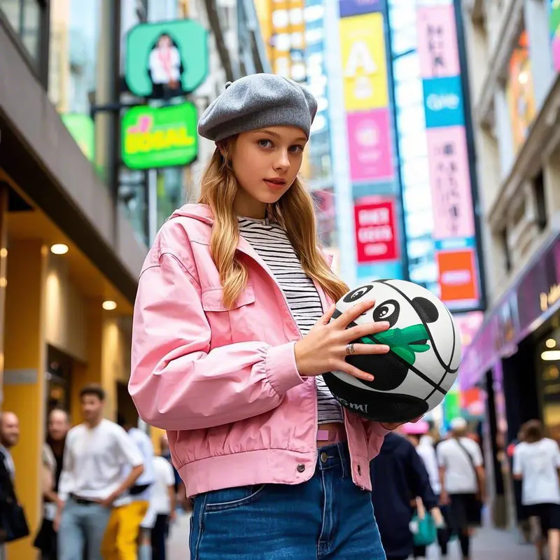 Panda Pattern  Basketball, 1 Count Lovely Basketball for Teens & Adults, Basketball for Indoor Outdoor Use 3