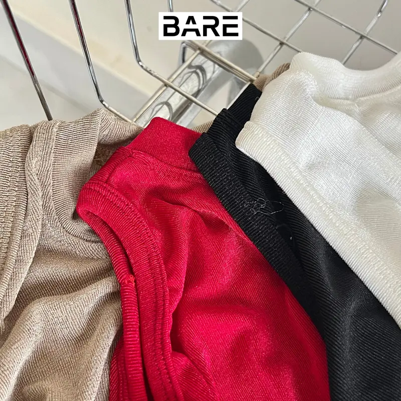 BARE.Y2K_Áo Thun Sát Nách Đính Hoa Có Lớp Lót Chất Dệt Nhũ_A275 Nữ Women Top Thun Voi Cotton Jean Cổ Tròn Ong Voan 7
