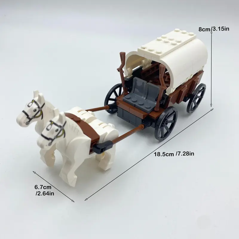 Medieval Ancient Chariot Transport, Western Chariot, Prisoner Chariot, Small Particle Building Block Assembly Transport, Christmas Gift 3