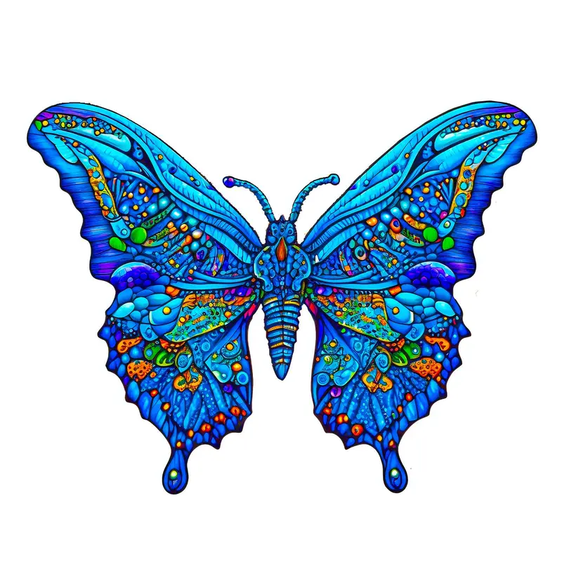 Butterfly Pattern Wooden Jigsaw Puzzle, Irregular Animal Shape Puzzle Toy, Creative Sensory Toy For Family & Friends 0