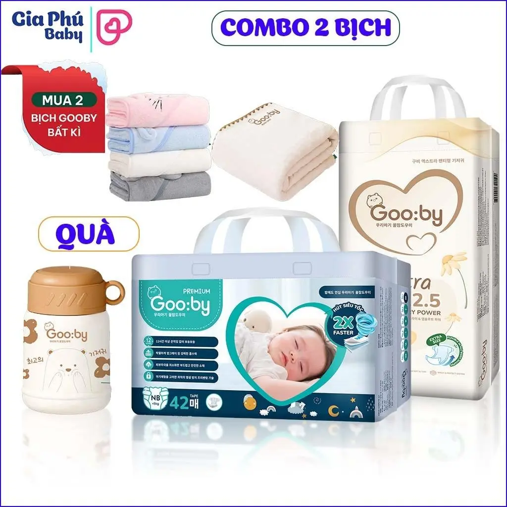 { Combo 2 Bịch } { Tặng Quà } Bỉm Gooby Tã quần và dán Premium và Extra size M46/L56/XL52/XXL48