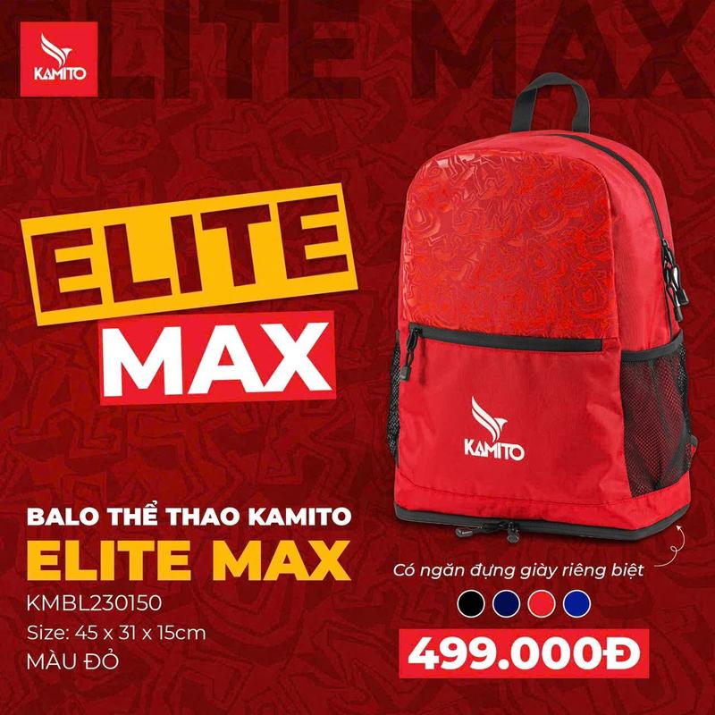 Balo Kamito Elite Max - Màu Đỏ sale Sốc free in ấn tên số 0