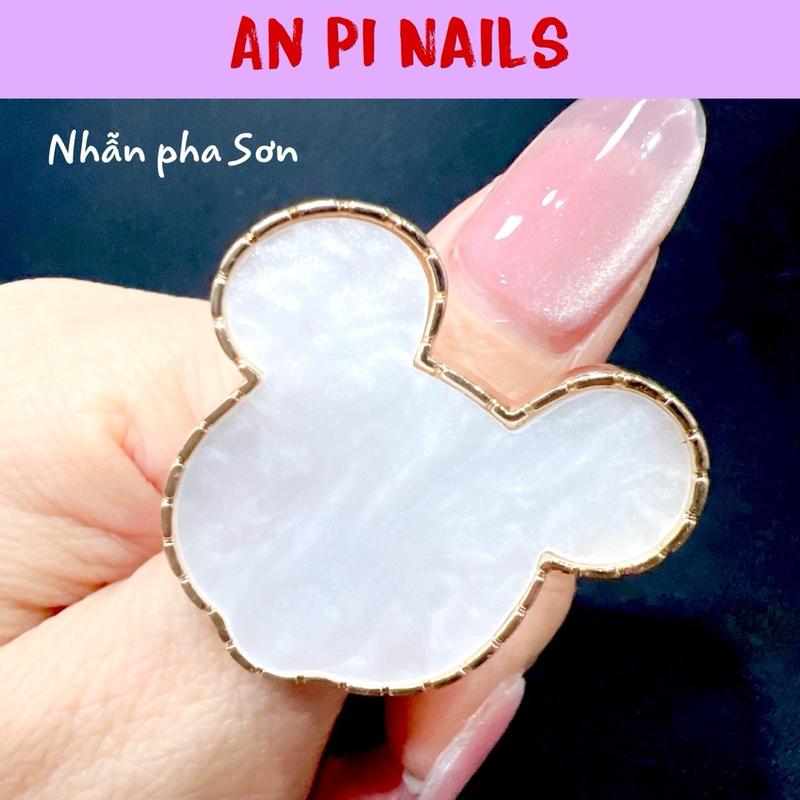 Nhẫn pha sơn, gel vẽ tiện lợi màu trắng/ hồng phụ kiện An Pi Nails
