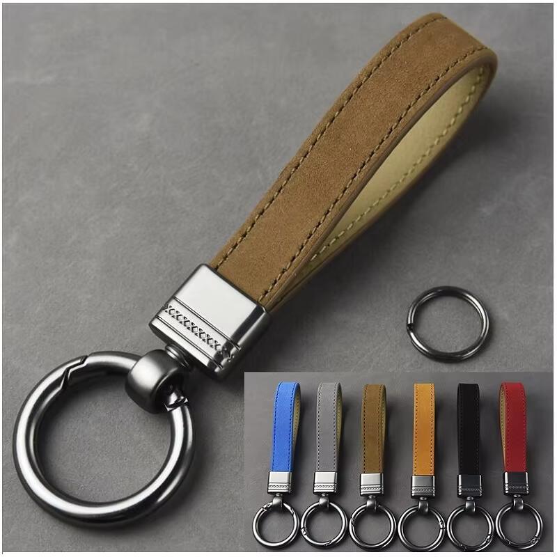 Product Introduction of Genuine Keychain Top-end Business Gift For Man Good Quality Black Brown Real Leather Car Keyholder Key Chain 0