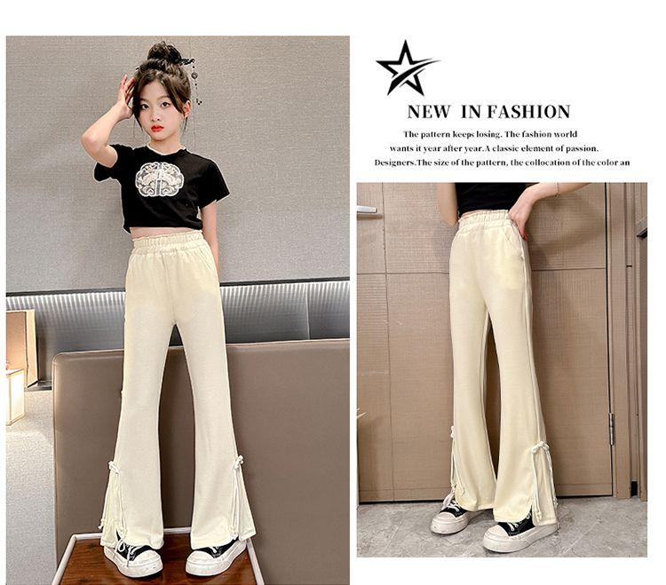 Product Introduction of Quần Dài Ống Loe Phong Cách Phương Tây, Cho Bé Gái, Hàng Mới Về Mùa Hè 2024, Quần Legging Trẻ Em Dễ Phối Đồ Thích Hợp Cho Trẻ Em Trung Bình Và Lớn, Ôm Sát Và Mỏng, Quần Dài 9