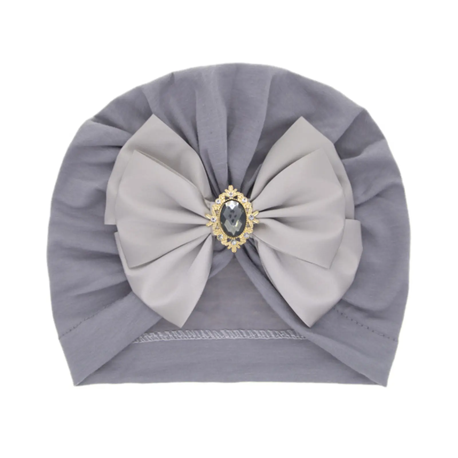 Baby Turban Cap, Shiny Crystal Beanie Hat Stretchy Bonnet Headwraps with Bow Knot