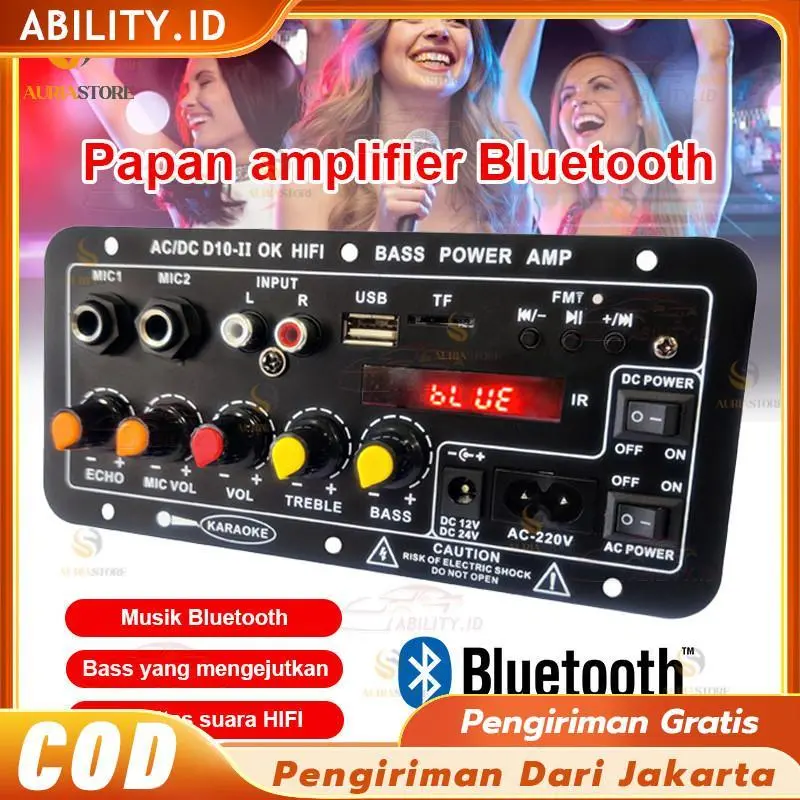 [Model Terbaru] D10 Ⅱ 900W Amplifier Board Tampilan Digital Power Amplifier Board Untuk 8-12 Inci Speaker AC 220V-DC 12V-24V Bluetooth 5.0 Karaoke Audio Bluetooth USB FM Radio Player Subwoofer Mixer