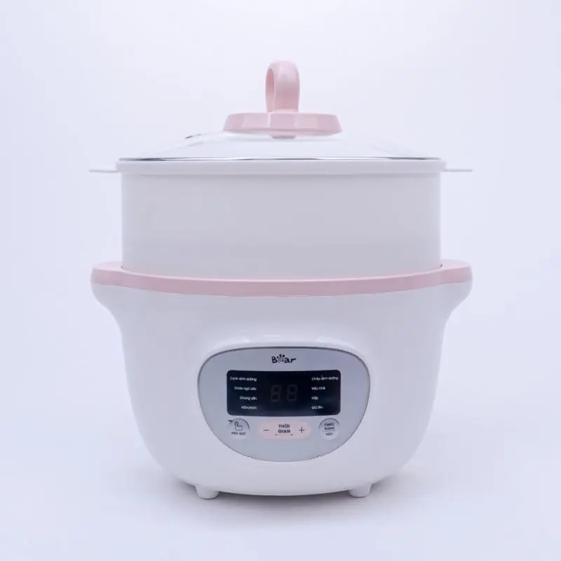 Nồi Bear 1.6l nấu cháo chậm ăn dặm cho  bé (1 thố to, 2 thố nhỏ) 6