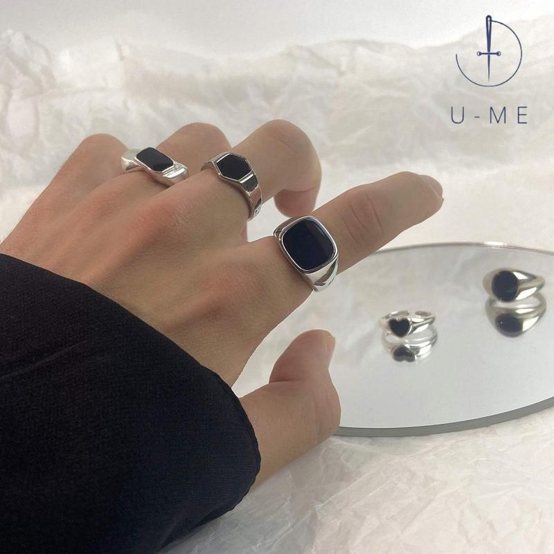 Nhẫn vuông tròn N10 đeo ngón trỏ freesize Nam Nữ Women