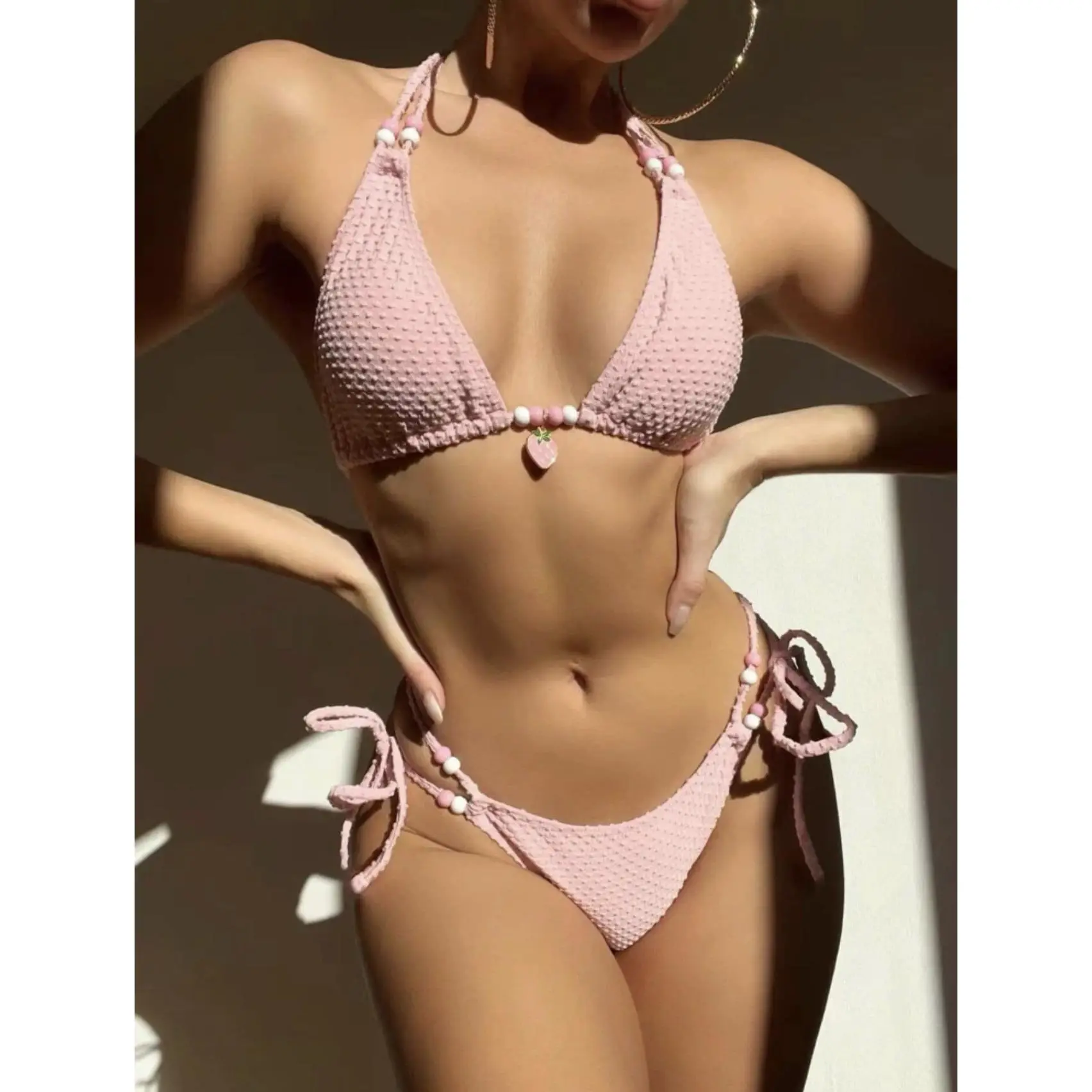Áo Tắm Nữ, Phong Cách Âu Mỹ Bikini Gợi Cảm Cao Cấp, Màu Trơn, Thương Mại Xuyên Biên Giới, Đồ Bơi Bán Chạy