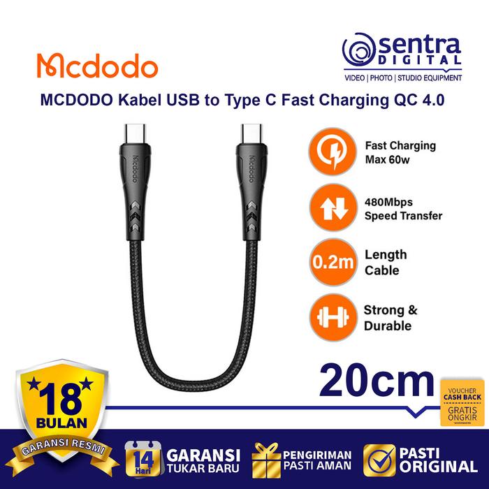 Gambar MCDODO Kabel USB to Type C Fast Charging QC 4.0 ( CA-7640 ) 20cm dari Sentra Digital Kota Surabaya Tokopedia