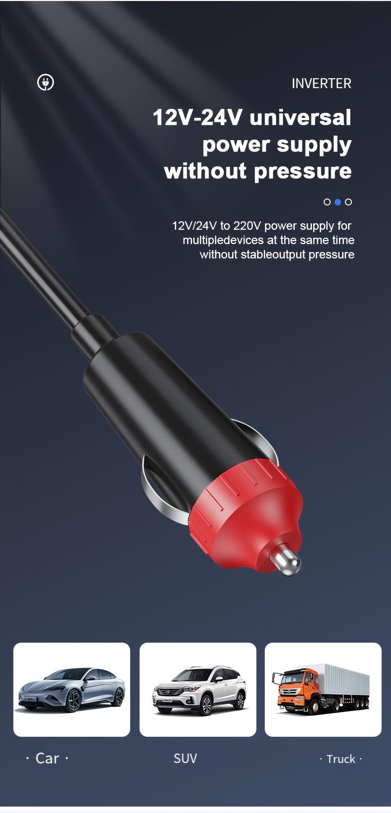 Product Introduction of New car inverter 12v 24v to 220V fast charger USB + PD car power socket converter multifunctional electronic 12