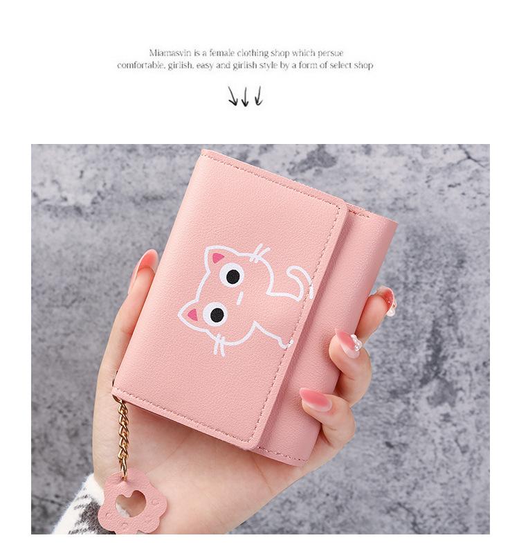 Product Introduction of Cute Wallet Women's Short Three Fold Cat Girl's Small Wallet Wallet Women's Soil Wallet 9