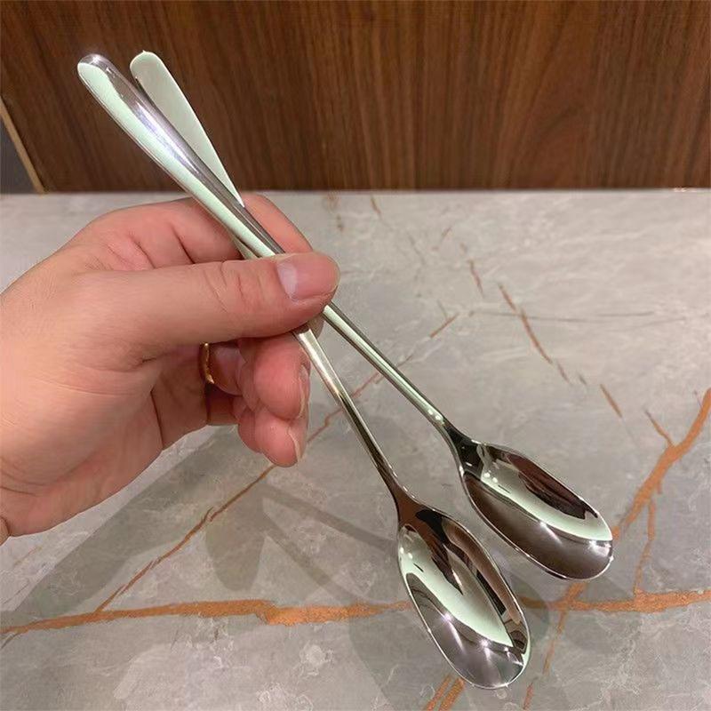 Muỗng thìa cafe dài chất liệu inox không gỉ dày dùng để ăn bánh kem rau củ ăn chè đa năng tiện dụng A01