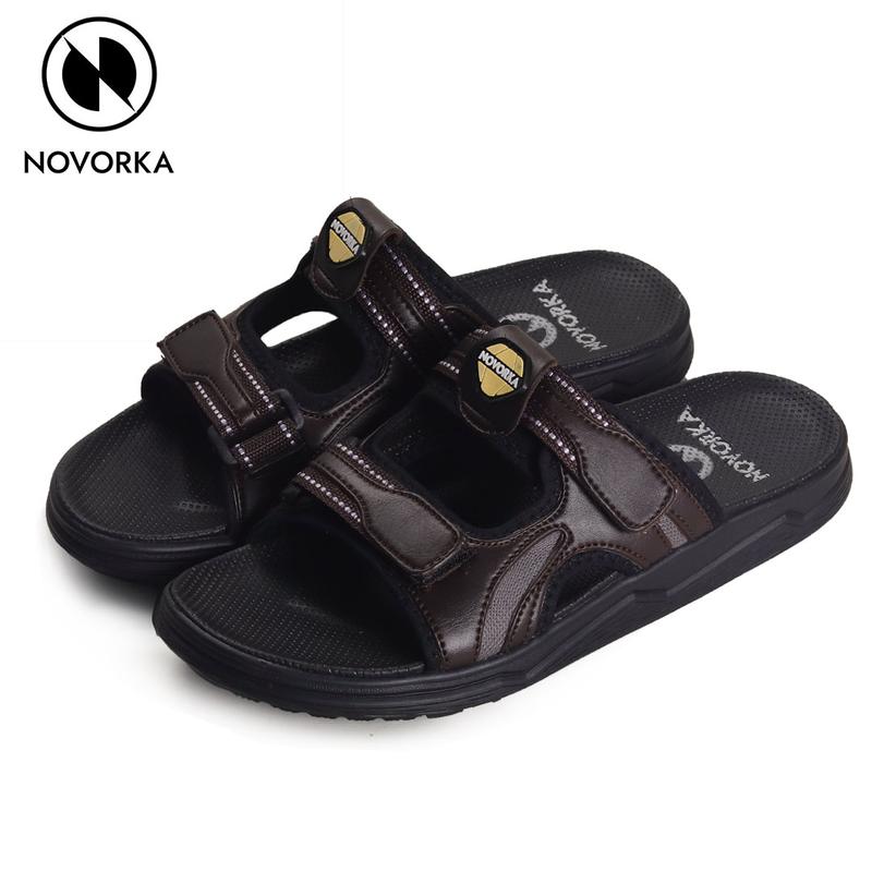 Sandal Kulit Pria Casual Sendal Slop Strap Selop Dewasa Cowok Kekinian Terbaru Gunung - V 03 2