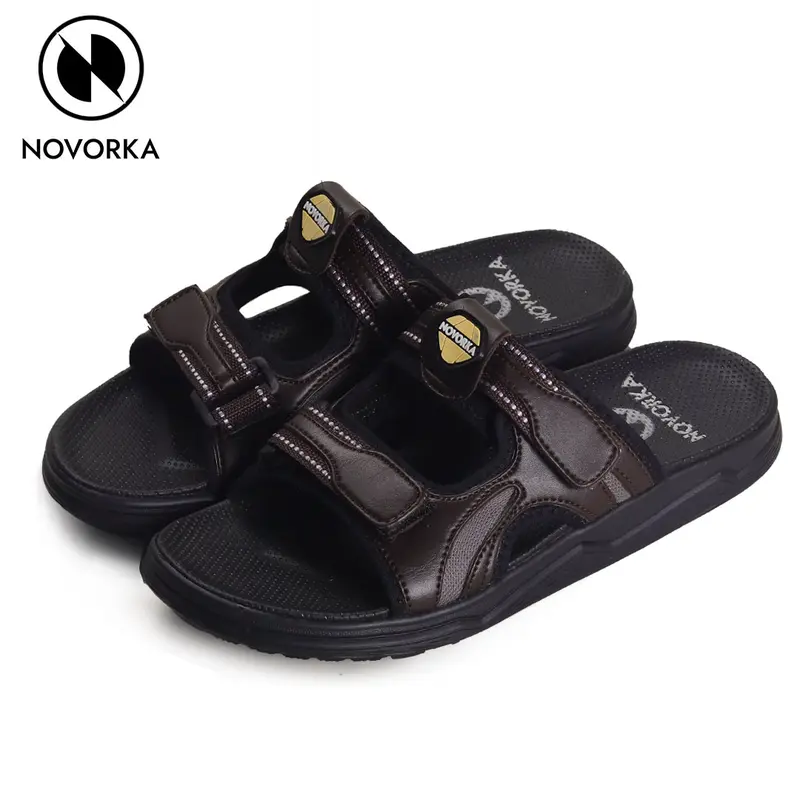 Sandal Kulit Pria Casual Sendal Slop Strap Selop Dewasa Cowok Kekinian Terbaru Gunung - V 03 2