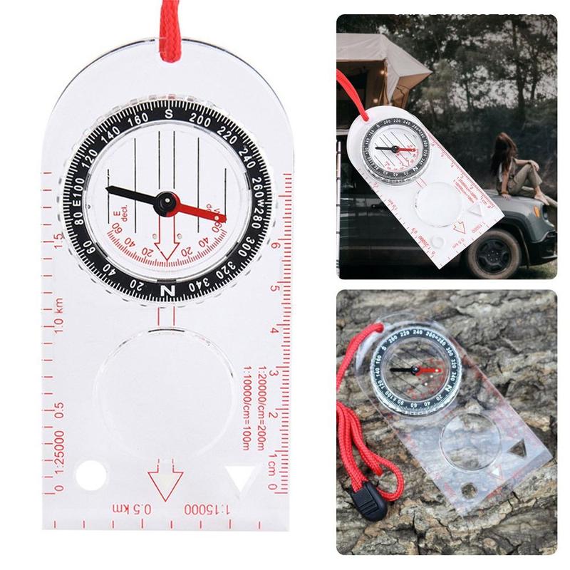 Product Introduction of High Quality Acrylic Map Ruler Compass Multi-function Portable Baseplate Compass Transparent Camping Maps Outdoor 12