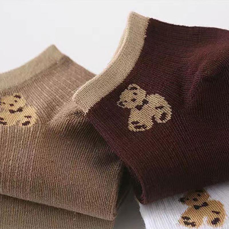 BISA COD K5674 Kaos Kaki Wanita / Kaos Kaki Pendek Semata Kaki / Kaos Kaki Motif Beruang / Ankle Socks Korean Model Simple Cute Panjang 1