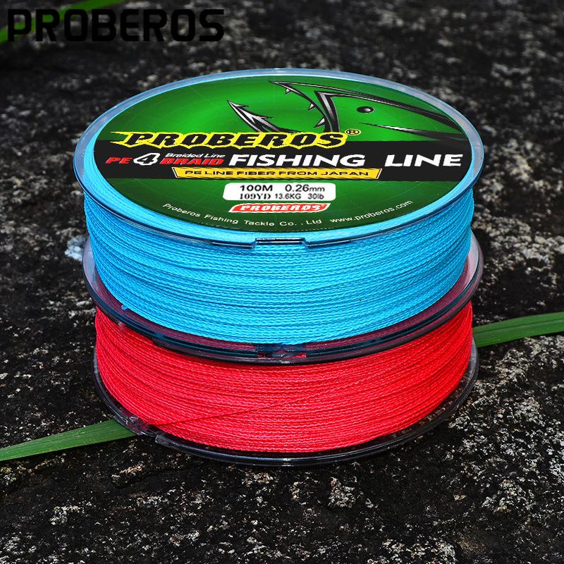 Dây Câu Cá PE, PROBEROS, Dài 100m, 4 Sợi, Bện, Siêu Chắc, Nhật Bản, Multifilament, Thích Hợp Để Câu Cá Biển, Có Sẵn Trong 6LB-100LB, Dây Chép Trơn Tru, Dụng Cụ Câu Cá