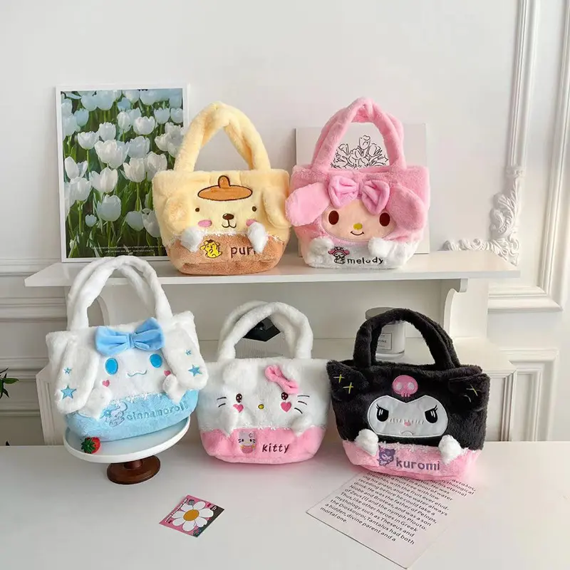 Túi Nhồi Bông Sanrio, Có Cinnamoroll, Melody, Kuromi, Dành Cho Nữ, Túi Tote Túi Xách, Túi Đeo Vai, Thời Trang, túi Messenger Nữ, Thích Hợp Làm Quà Tặng Bé Gái Bag Da 1